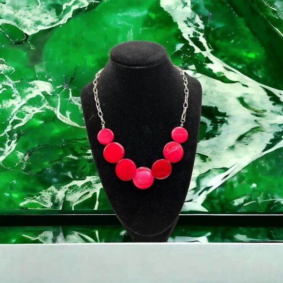 Pink flat circle necklace! - Picture 1 of 11